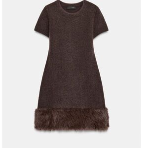 Zara FAUX FUR KNIT DRESS
